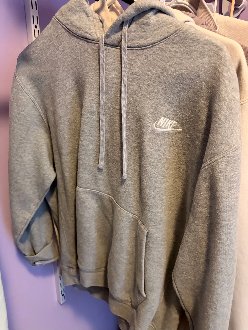 Nike Light Gray Pullover Hoodie with Beige Lining